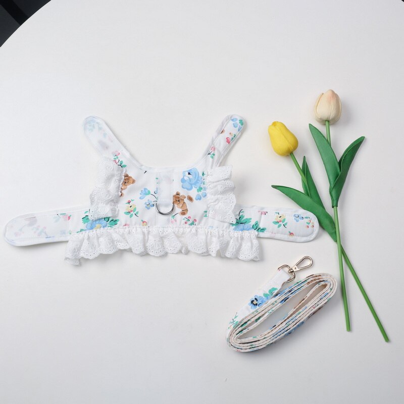 Adjustable Lace Harness & Leash Set for Dogs & Cats – Elegant, Soft & Secure