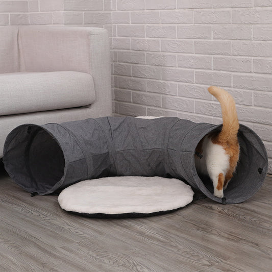 Cozy Cat Tunnel Bed – Plush Hideaway for Play & Sleep