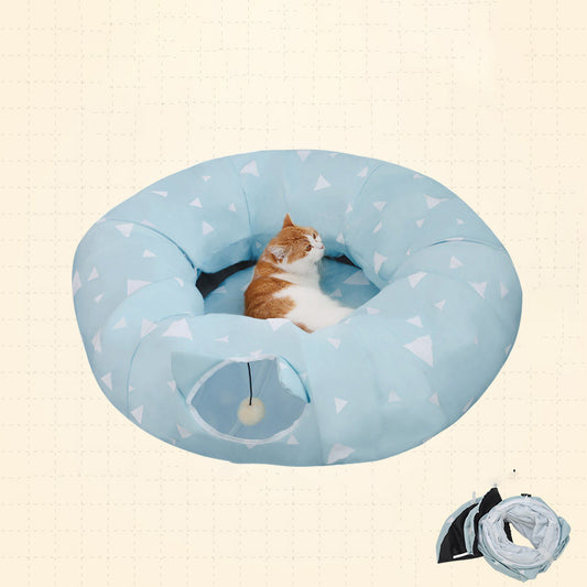 Cozy Cat Tunnel Bed – Plush Hideaway for Play & Sleep