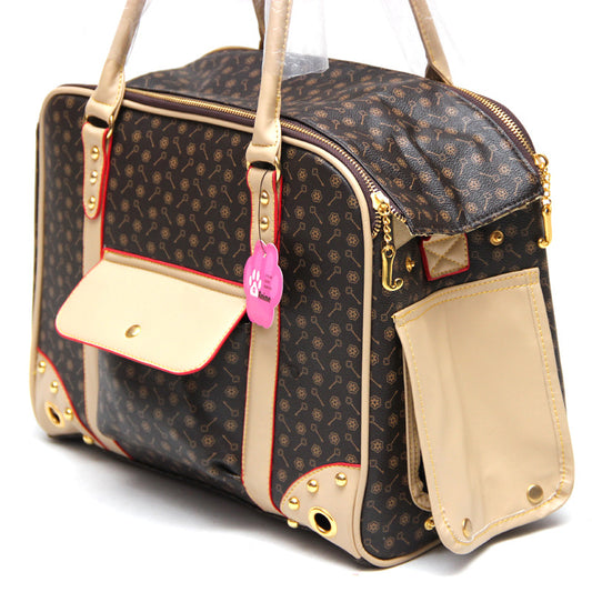 Luxury Checkerboard Pet Travel Bag – Breathable, Durable & Stylish