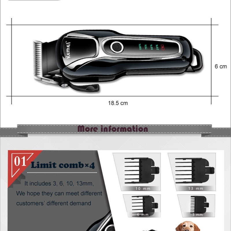 Rechargeable professional dog hair trimmer