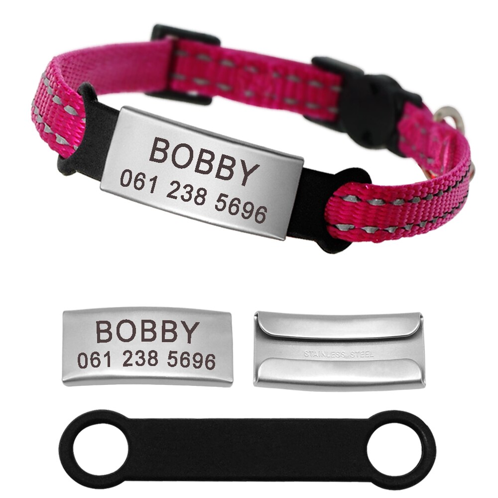 Personalized Reflective Nylon Cat Collar – Custom Name ID Tag for Night Safety & Style