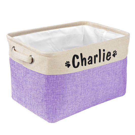 Personalized Pet Toy Storage Basket – Foldable Canvas Organizer for Dogs & Cats