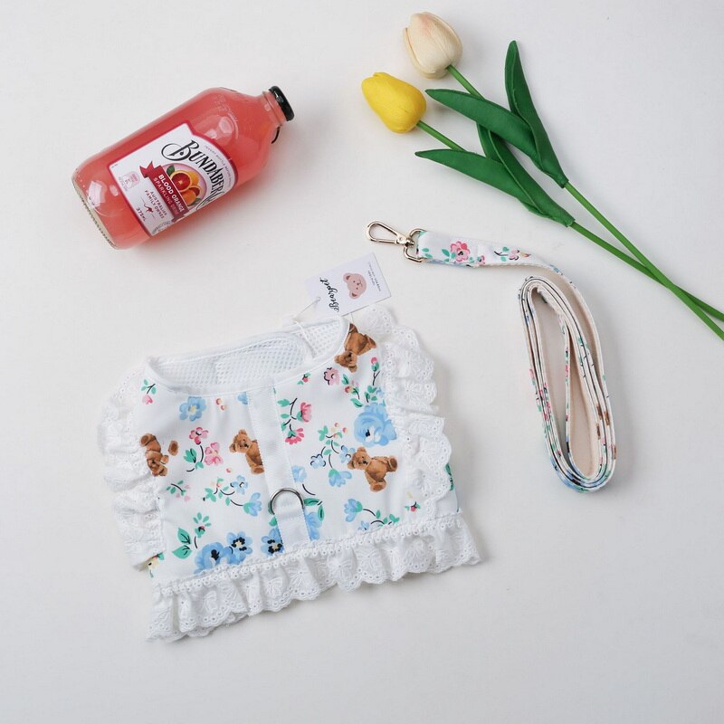 Adjustable Lace Harness & Leash Set for Dogs & Cats – Elegant, Soft & Secure