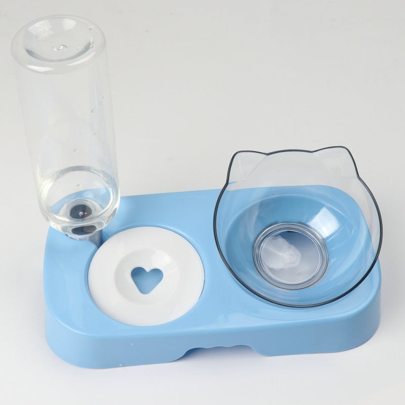 Pet Cat Bowl Automatic Feeder Water Dispenser