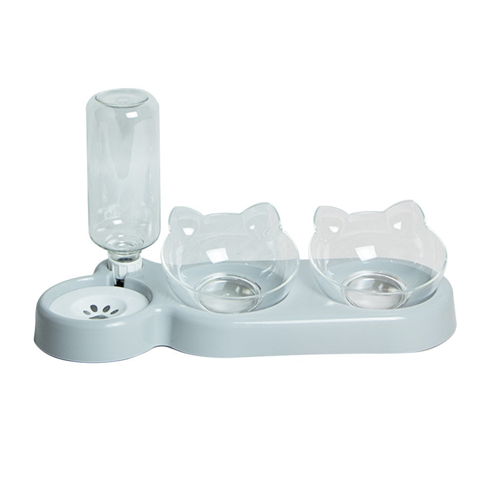 Pet Cat Bowl Automatic Feeder Water Dispenser