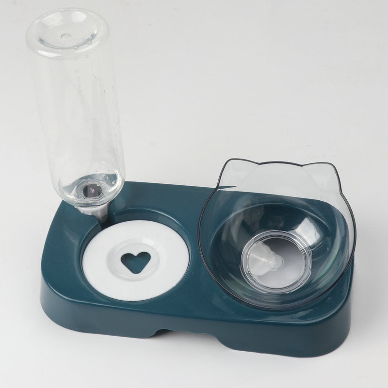 Pet Cat Bowl Automatic Feeder Water Dispenser