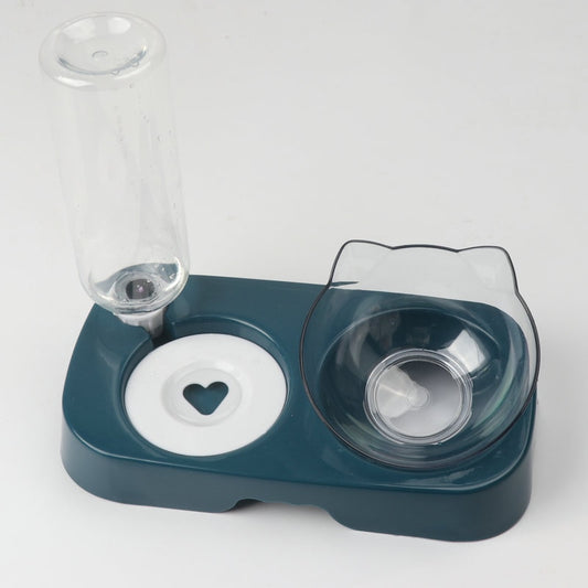 Pet Cat Bowl Automatic Feeder Water Dispenser