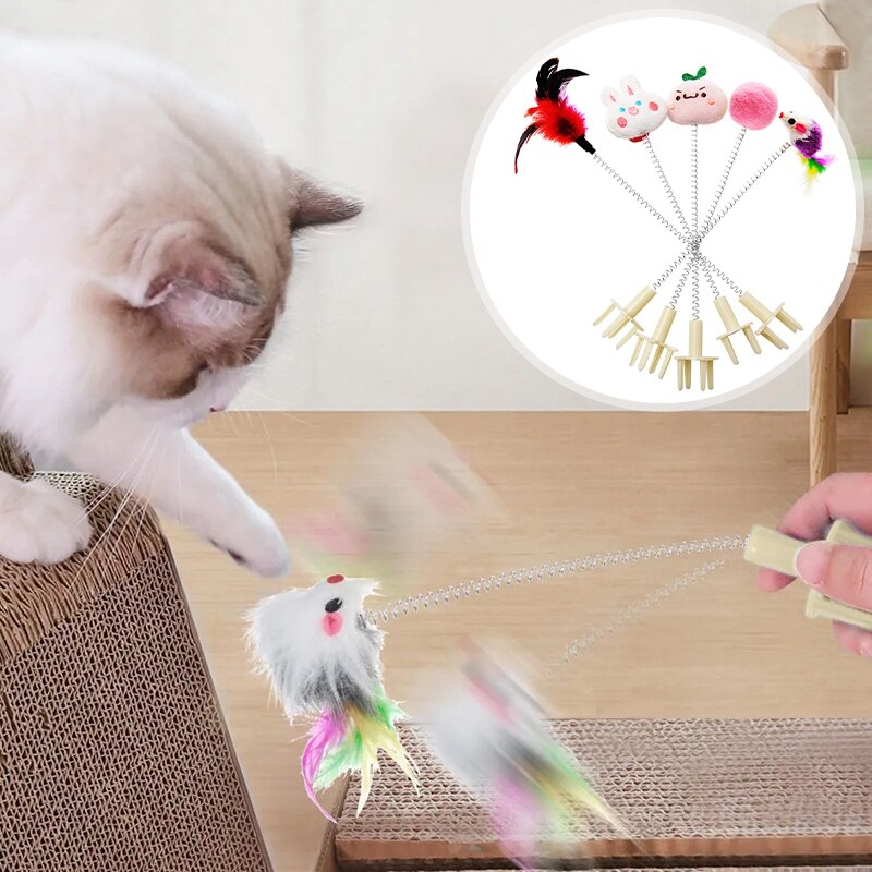 Interactive Elastic Cat Wand Toy – Cute & Bouncy Fun for Playful Cats