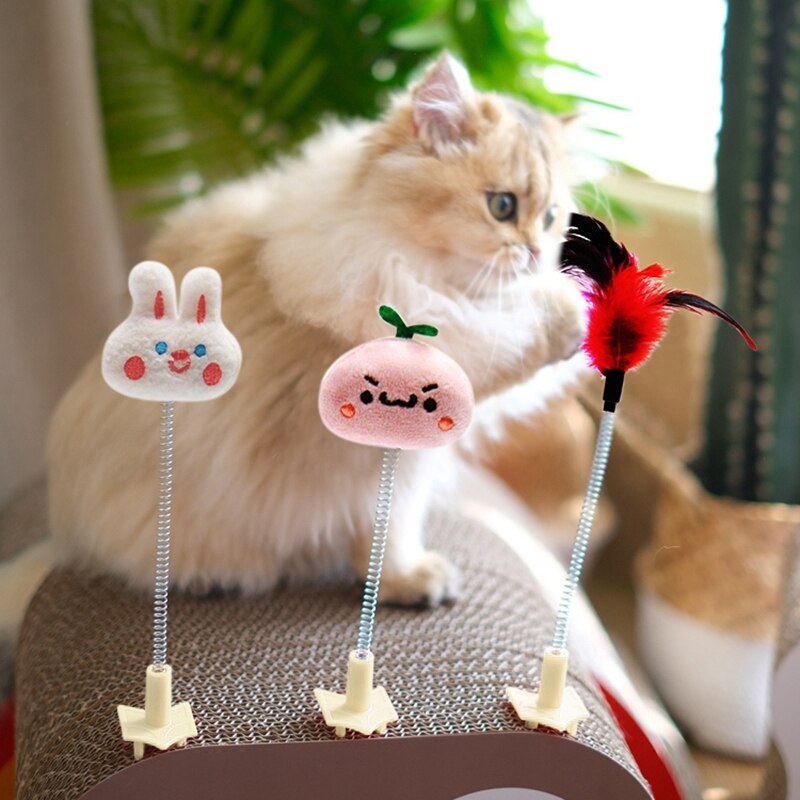 Interactive Elastic Cat Wand Toy – Cute & Bouncy Fun for Playful Cats