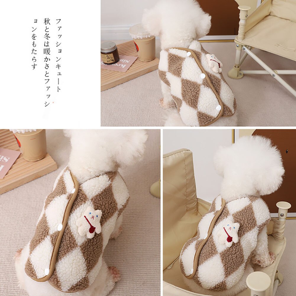 Plaid Fleece Dog Jacket – Cozy Winter Coat for Puppies & Small Dogs