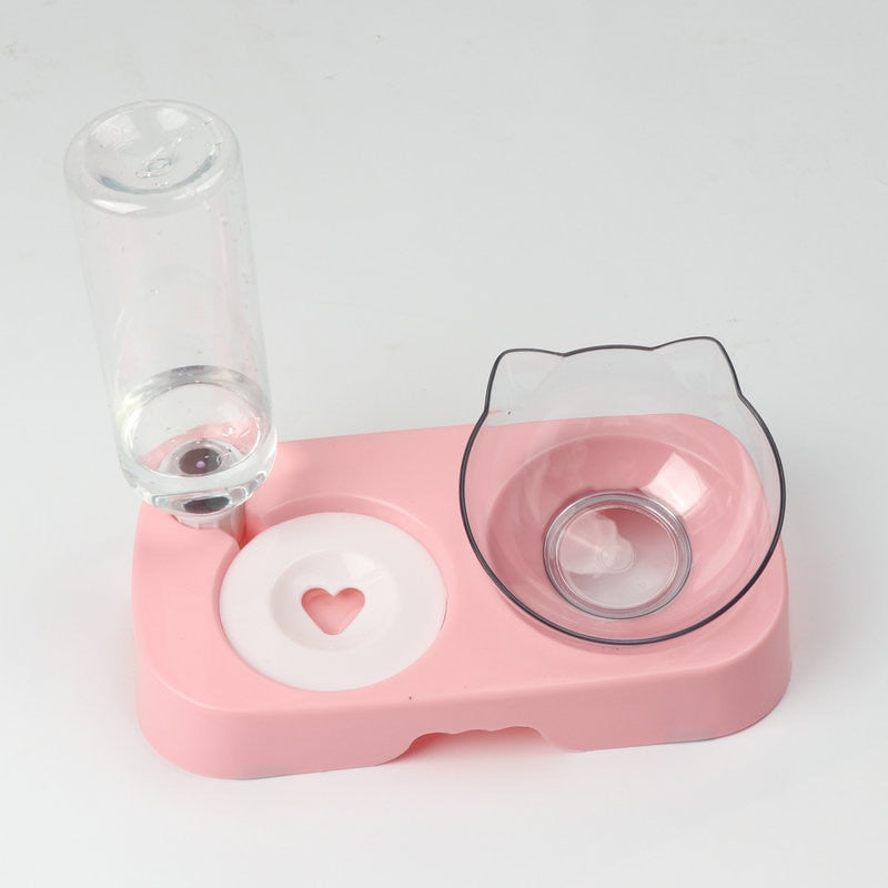 Pet Cat Bowl Automatic Feeder Water Dispenser