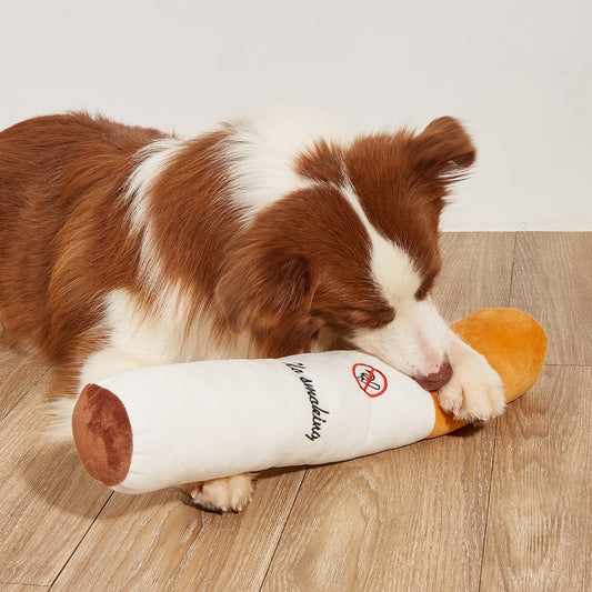 Funny Cigar Plush Dog Toy – Soft, Squeaky & Hilarious Pet Chew Toy