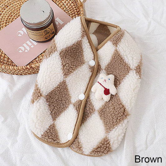 Plaid Fleece Dog Jacket – Cozy Winter Coat for Puppies & Small Dogs