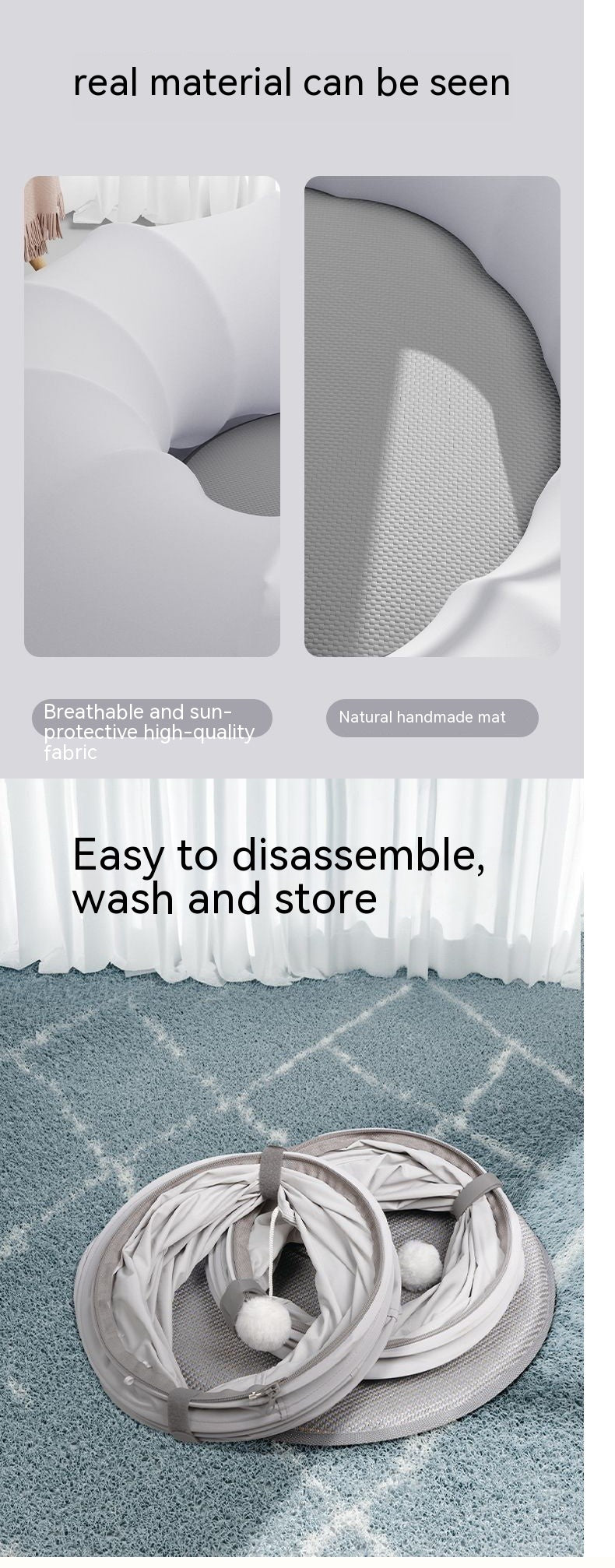 XL Tunnel Cat Bed – Breathable, Foldable Hideaway for Large Cats (Up to 15kg+)