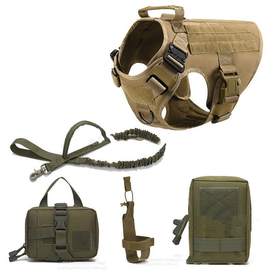 Tactical Dog Harness Vest – Military-Grade 5-Piece Set with Handle & MOLLE Patches