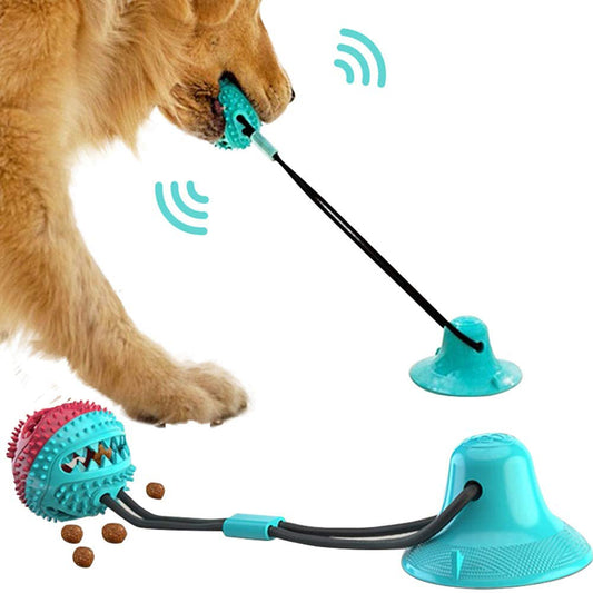 Interactive Suction Cup Dog Toy – Tug-of-War Ball with Teeth Cleaning & Treat Dispenser